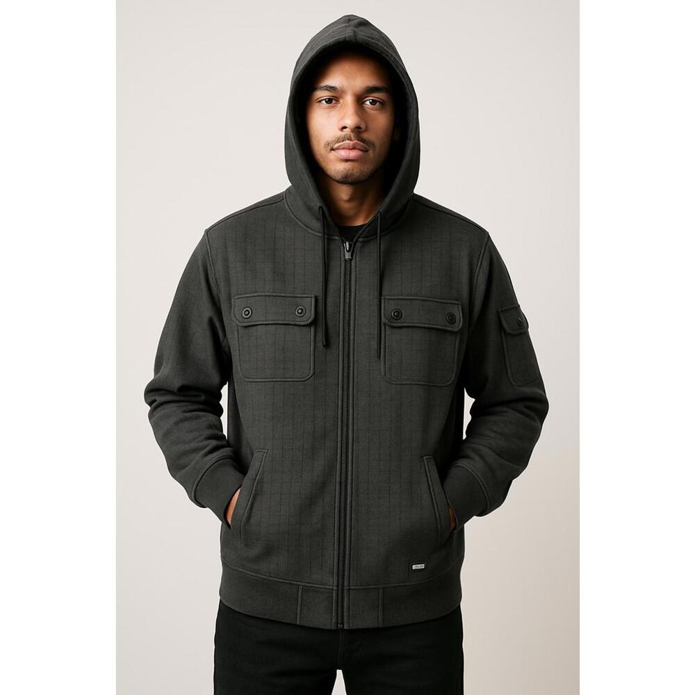 Zoo York Grid Fleece Lined Zip Hoodie Jacket Green Men’s Medium Skate Streetwear